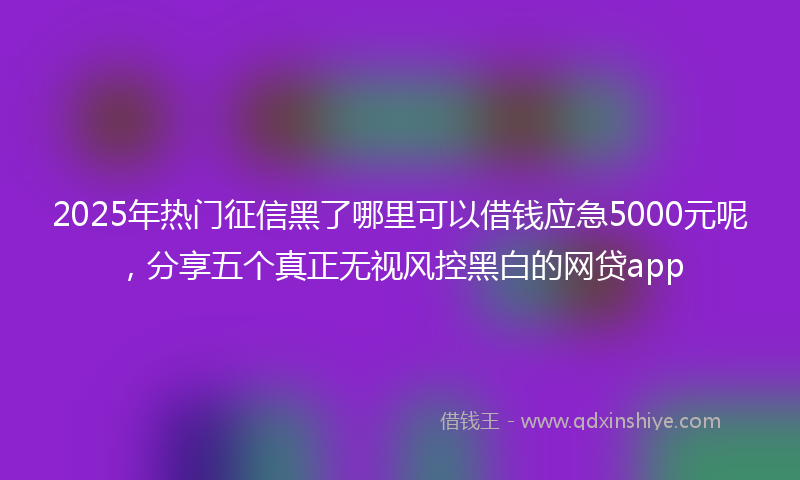 2025年热门征信黑了哪里可以借钱应急5000元呢，分享五个真正无视风控黑白的网贷app