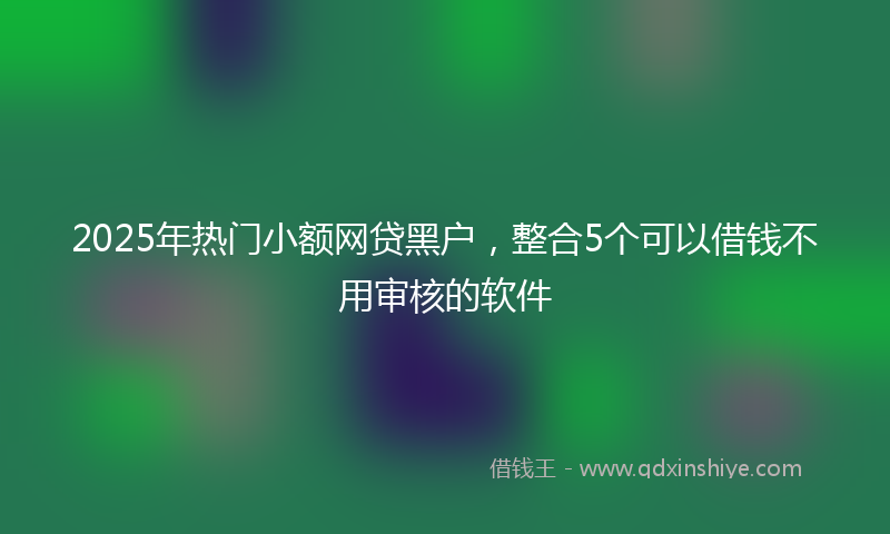 2025年热门小额网贷黑户，整合5个可以借钱不用审核的软件