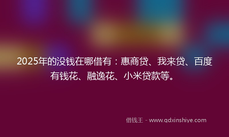 2025年的没钱在哪借有：惠商贷、我来贷、百度有钱花、融逸花、小米贷款等。