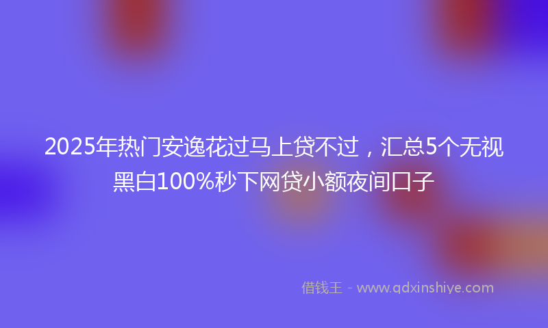 2025年热门安逸花过马上贷不过，汇总5个无视黑白100%秒下网贷小额夜间口子