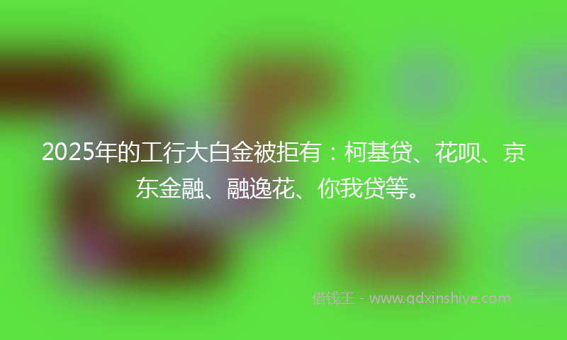 2025年的工行大白金被拒有：柯基贷、花呗、京东金融、融逸花、你我贷等。