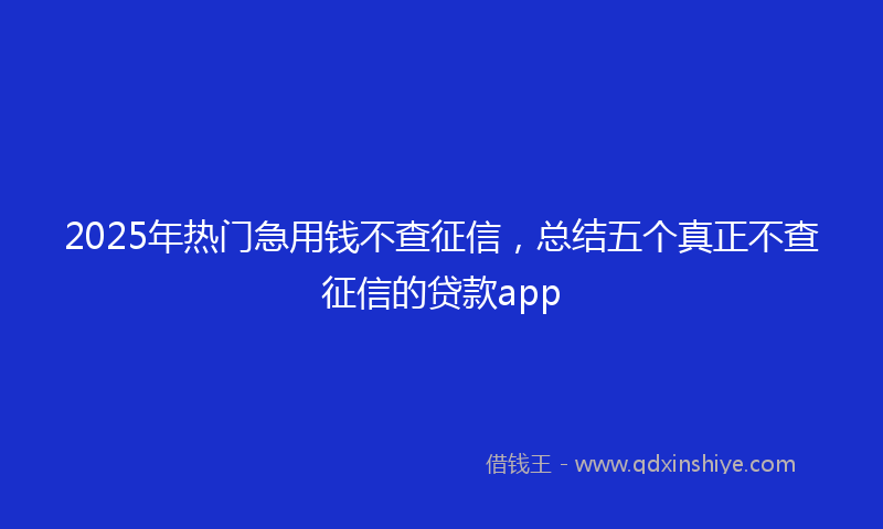 2025年热门急用钱不查征信，总结五个真正不查征信的贷款app