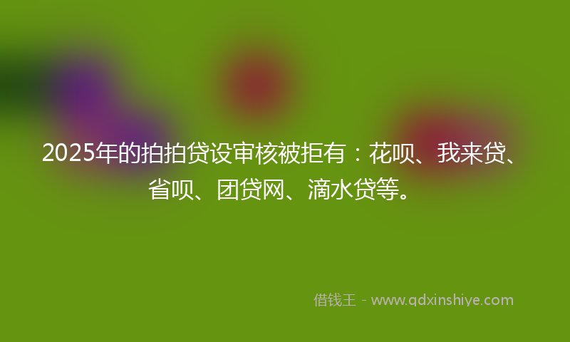 2025年的拍拍贷设审核被拒有：花呗、我来贷、省呗、团贷网、滴水贷等。
