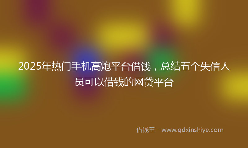 2025年热门手机高炮平台借钱，总结五个失信人员可以借钱的网贷平台