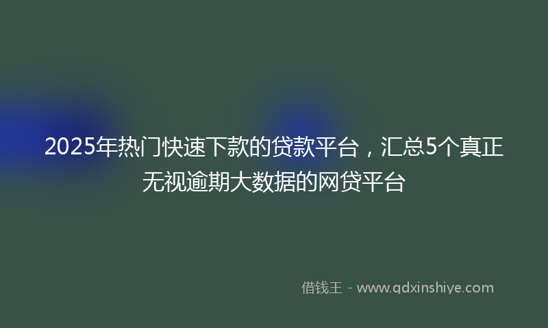 2025年热门快速下款的贷款平台，汇总5个真正无视逾期大数据的网贷平台