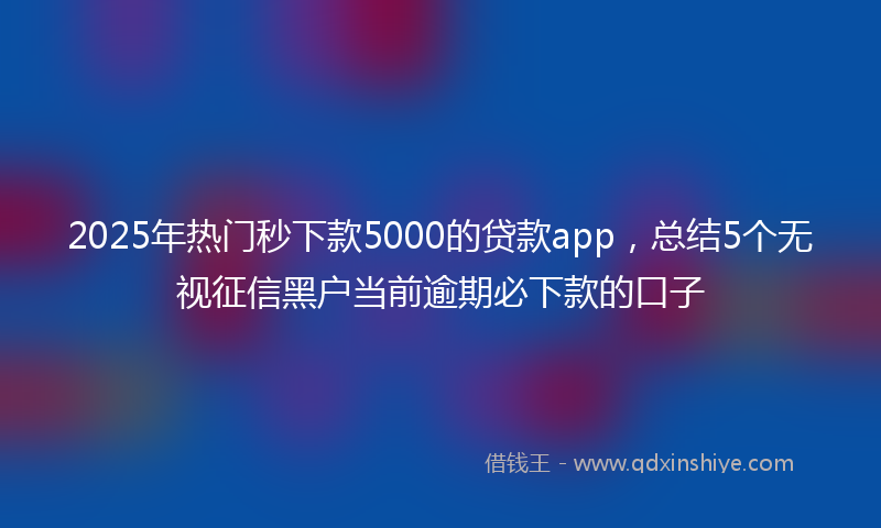 2025年热门秒下款5000的贷款app，总结5个无视征信黑户当前逾期必下款的口子