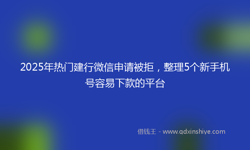 2025年热门建行微信申请被拒，整理5个新手机号容易下款的平台