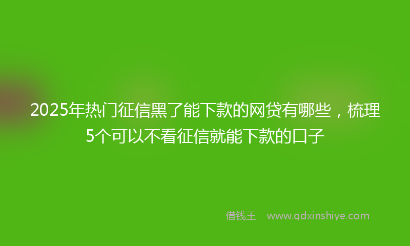 2025年热门征信黑了能下款的网贷有哪些，梳理5个可以不看征信就能下款的口子