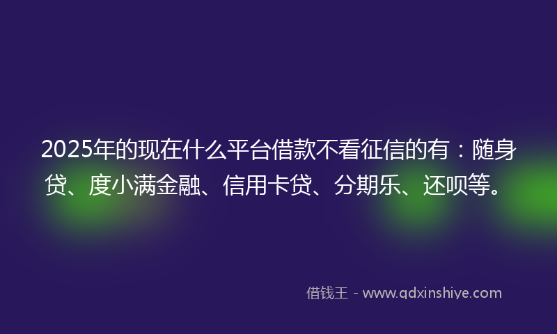 2025年的现在什么平台借款不看征信的有：随身贷、度小满金融、信用卡贷、分期乐、还呗等。