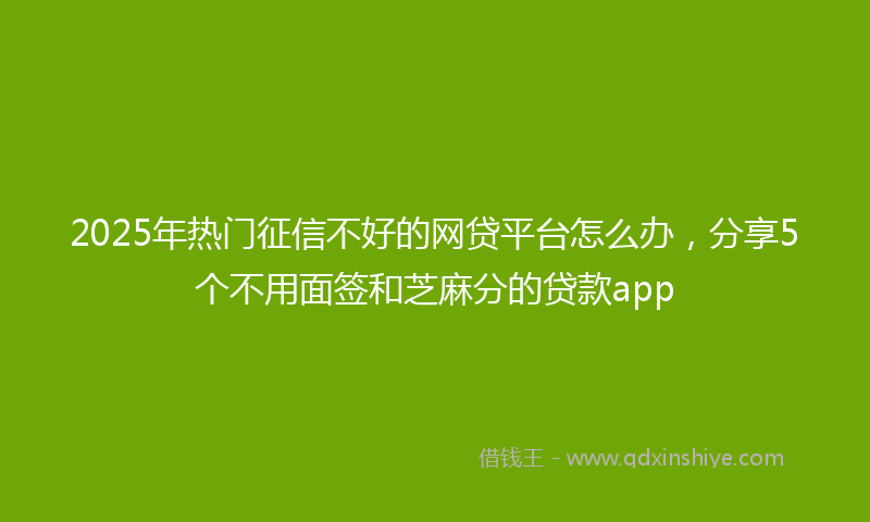 2025年热门征信不好的网贷平台怎么办，分享5个不用面签和芝麻分的贷款app