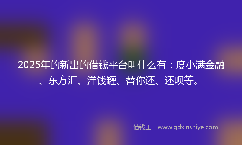 2025年的新出的借钱平台叫什么有：度小满金融、东方汇、洋钱罐、替你还、还呗等。