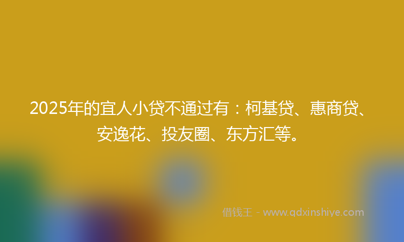2025年的宜人小贷不通过有：柯基贷、惠商贷、安逸花、投友圈、东方汇等。