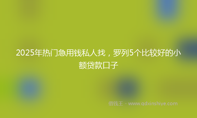 2025年热门急用钱私人找，罗列5个比较好的小额贷款口子
