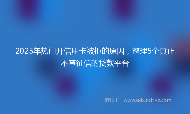 2025年热门开信用卡被拒的原因，整理5个真正不查征信的贷款平台