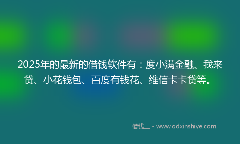 2025年的最新的借钱软件有：度小满金融、我来贷、小花钱包、百度有钱花、维信卡卡贷等。