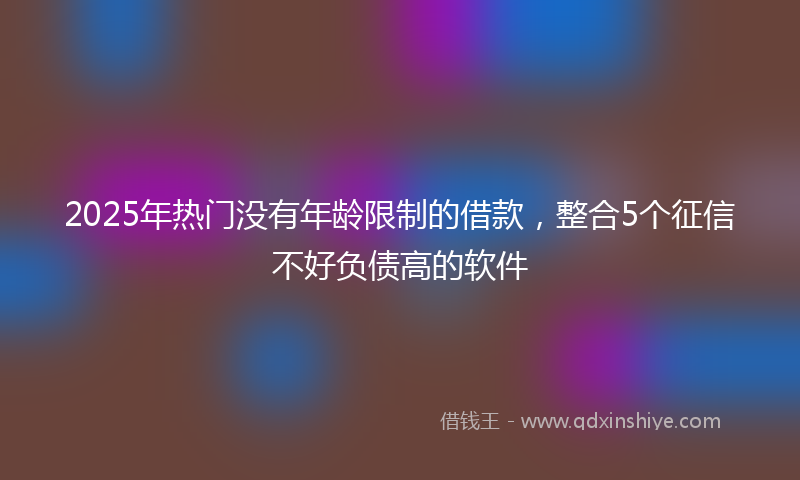 2025年热门没有年龄限制的借款，整合5个征信不好负债高的软件