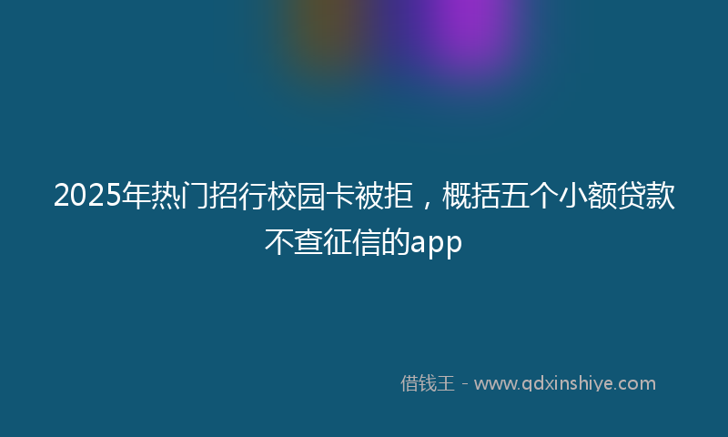 2025年热门招行校园卡被拒，概括五个小额贷款不查征信的app