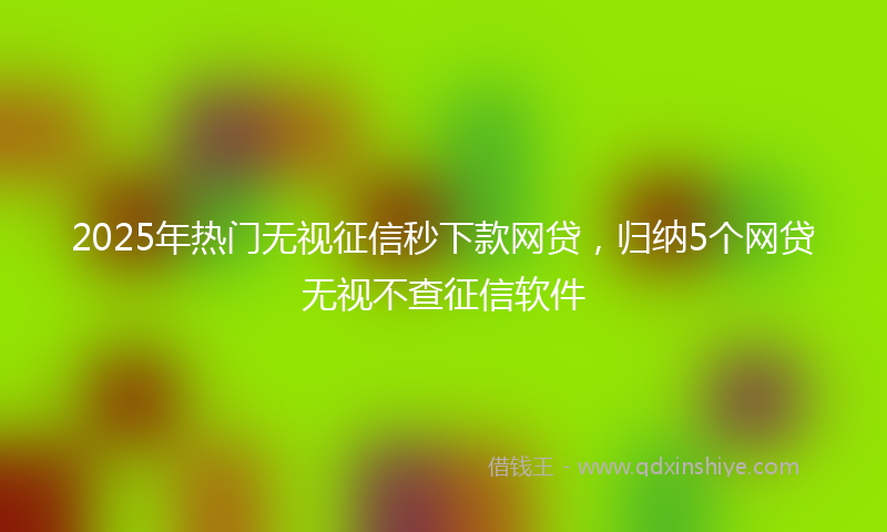 2025年热门无视征信秒下款网贷，归纳5个网贷无视不查征信软件