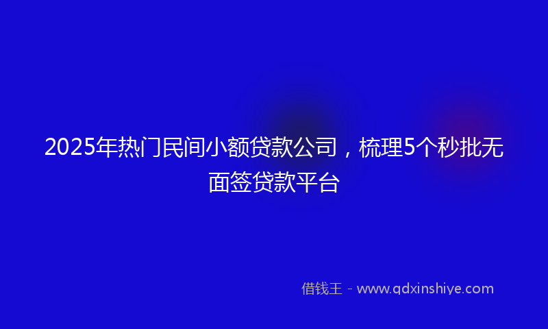 2025年热门民间小额贷款公司，梳理5个秒批无面签贷款平台