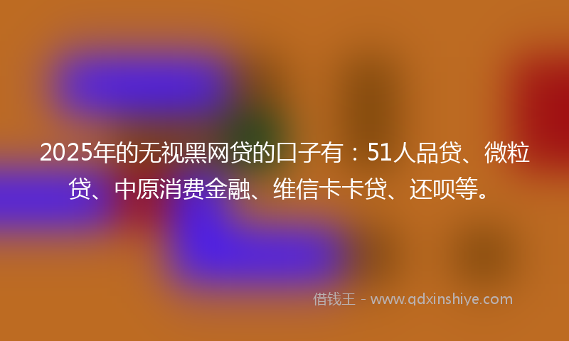2025年的无视黑网贷的口子有：51人品贷、微粒贷、中原消费金融、维信卡卡贷、还呗等。