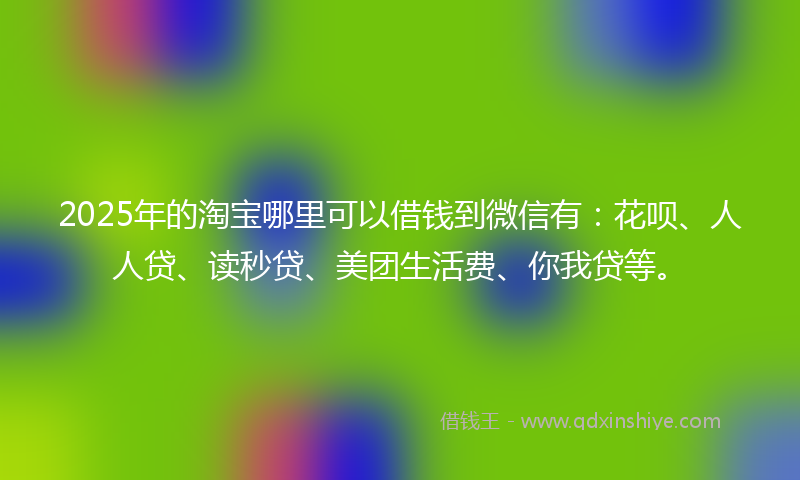 2025年的淘宝哪里可以借钱到微信有：花呗、人人贷、读秒贷、美团生活费、你我贷等。