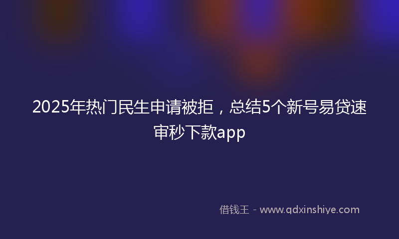 2025年热门民生申请被拒，总结5个新号易贷速审秒下款app