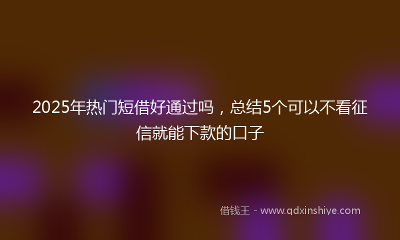 2025年热门短借好通过吗，总结5个可以不看征信就能下款的口子