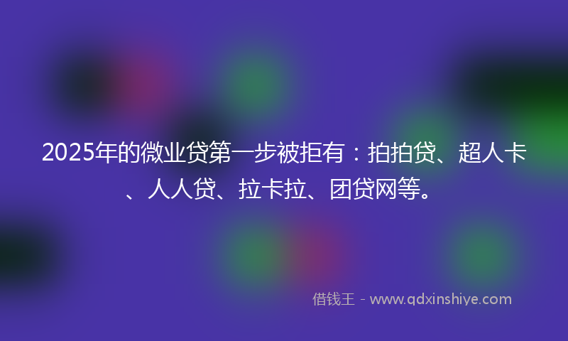 2025年的微业贷第一步被拒有：拍拍贷、超人卡、人人贷、拉卡拉、团贷网等。