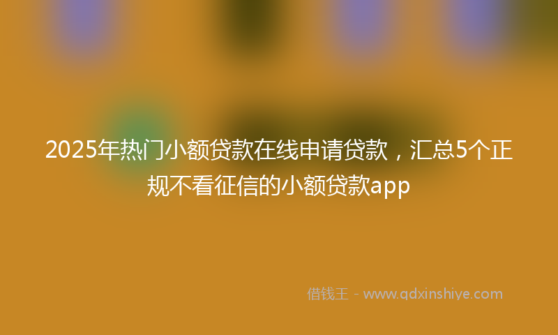 2025年热门小额贷款在线申请贷款，汇总5个正规不看征信的小额贷款app