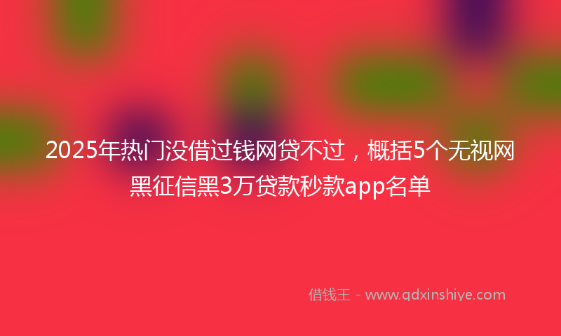 2025年热门没借过钱网贷不过，概括5个无视网黑征信黑3万贷款秒款app名单