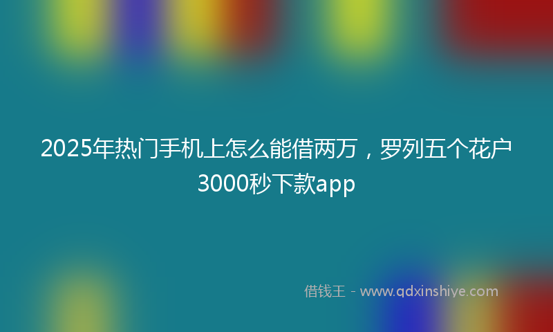 2025年热门手机上怎么能借两万，罗列五个花户3000秒下款app
