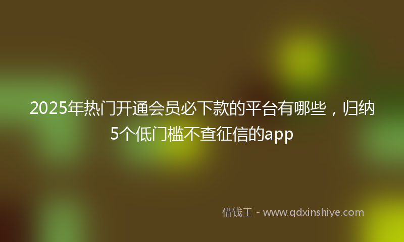 2025年热门开通会员必下款的平台有哪些，归纳5个低门槛不查征信的app