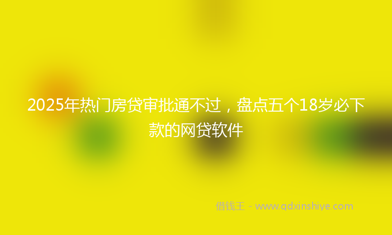 2025年热门房贷审批通不过，盘点五个18岁必下款的网贷软件