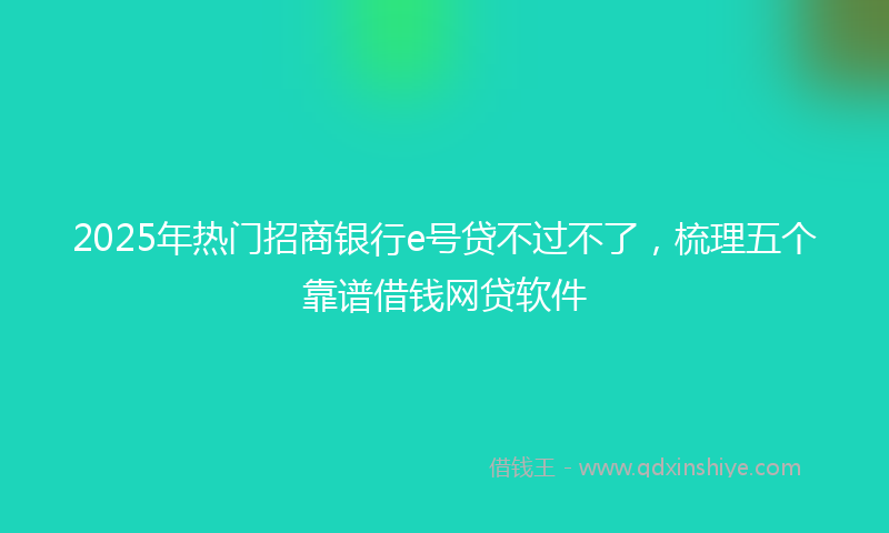2025年热门招商银行e号贷不过不了，梳理五个靠谱借钱网贷软件