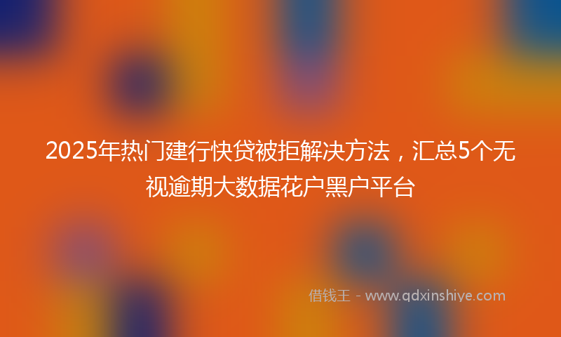 2025年热门建行快贷被拒解决方法，汇总5个无视逾期大数据花户黑户平台
