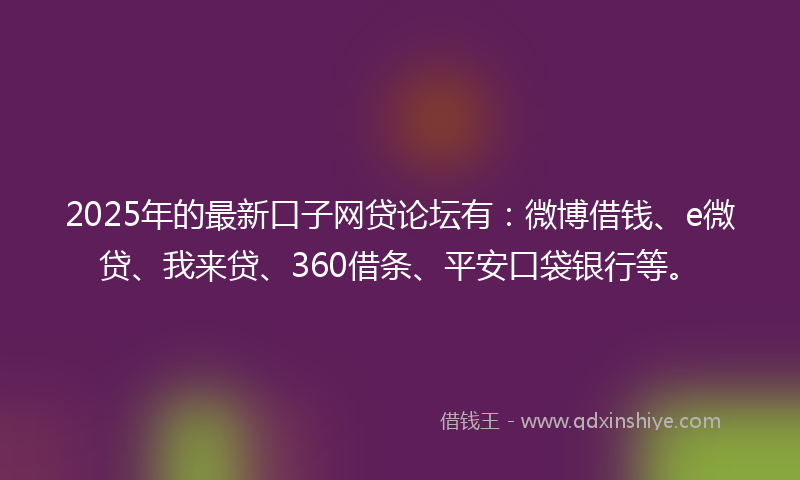 2025年的最新口子网贷论坛有：微博借钱、e微贷、我来贷、360借条、平安口袋银行等。