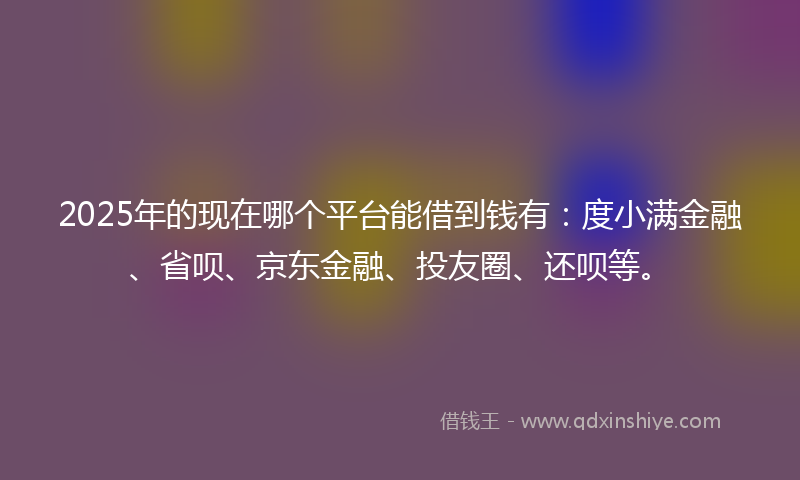 2025年的现在哪个平台能借到钱有：度小满金融、省呗、京东金融、投友圈、还呗等。