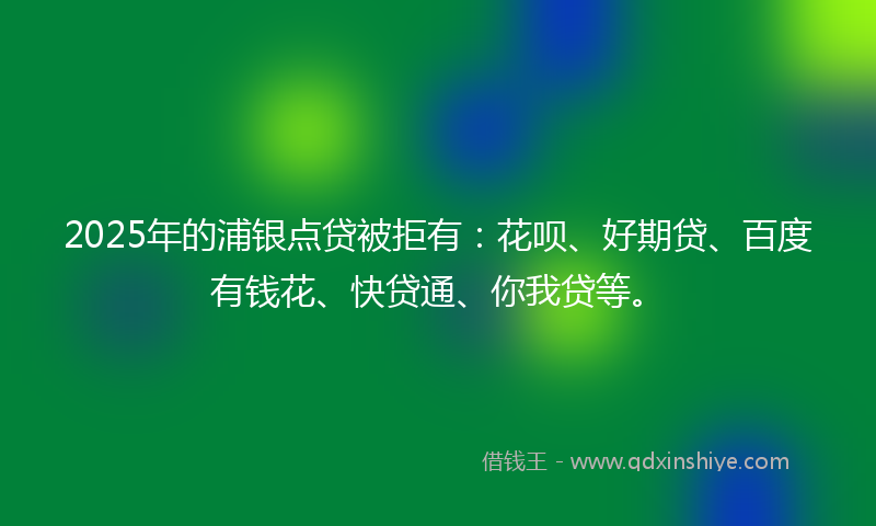 2025年的浦银点贷被拒有：花呗、好期贷、百度有钱花、快贷通、你我贷等。
