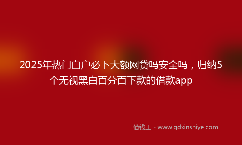 2025年热门白户必下大额网贷吗安全吗，归纳5个无视黑白百分百下款的借款app