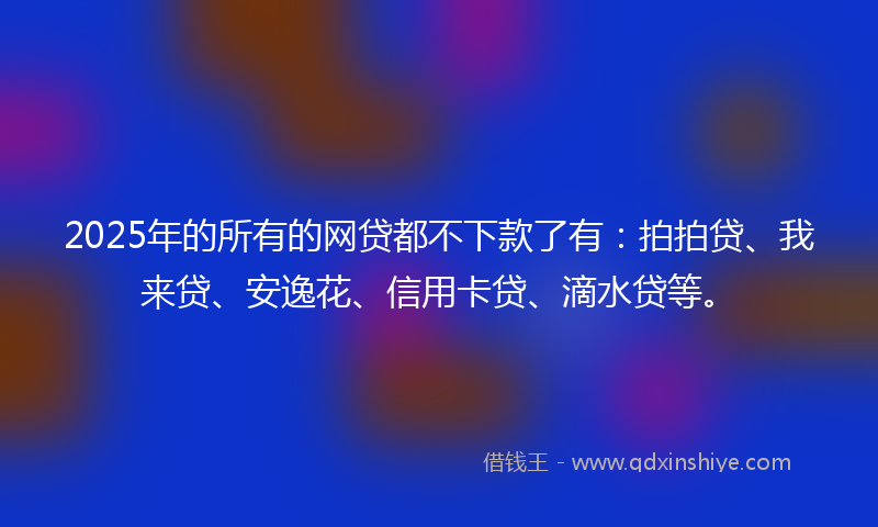 2025年的所有的网贷都不下款了有：拍拍贷、我来贷、安逸花、信用卡贷、滴水贷等。
