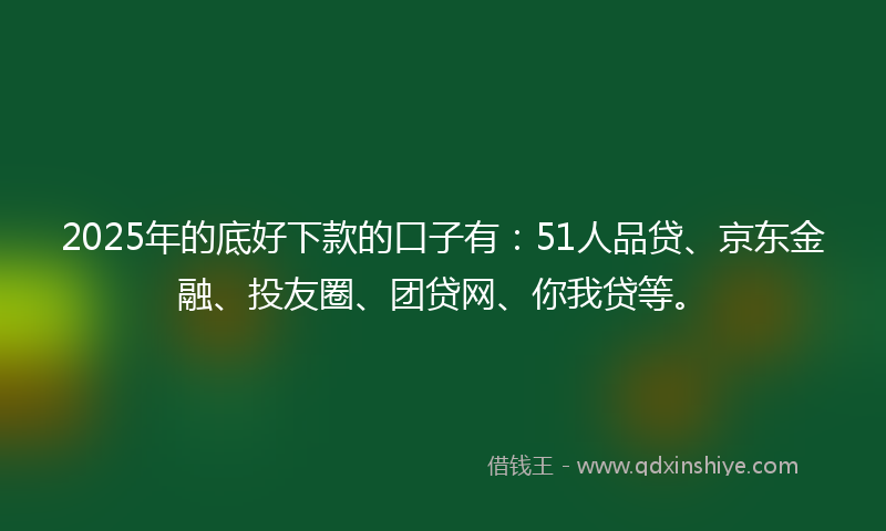 2025年的底好下款的口子有：51人品贷、京东金融、投友圈、团贷网、你我贷等。