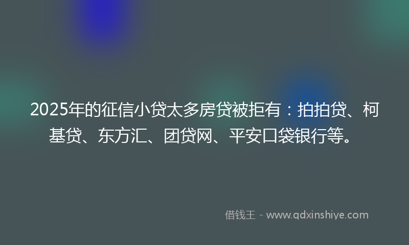 2025年的征信小贷太多房贷被拒有：拍拍贷、柯基贷、东方汇、团贷网、平安口袋银行等。