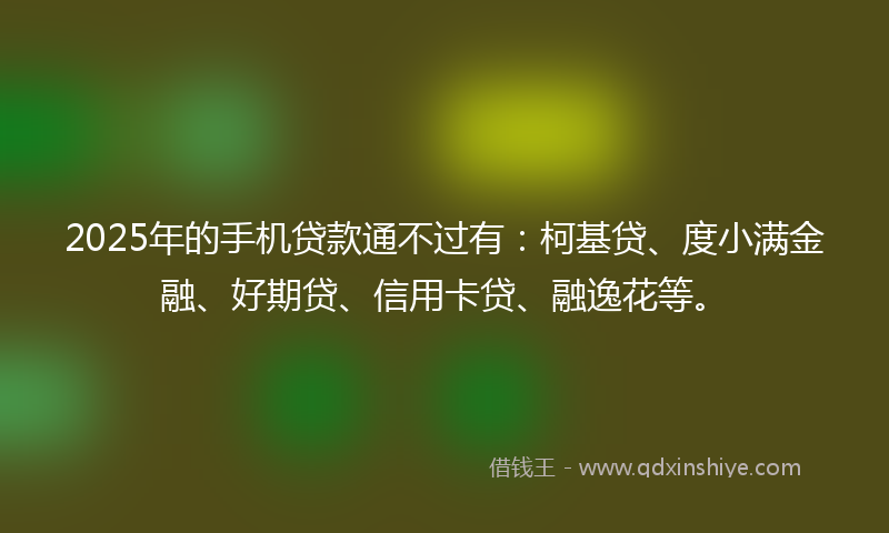2025年的手机贷款通不过有：柯基贷、度小满金融、好期贷、信用卡贷、融逸花等。