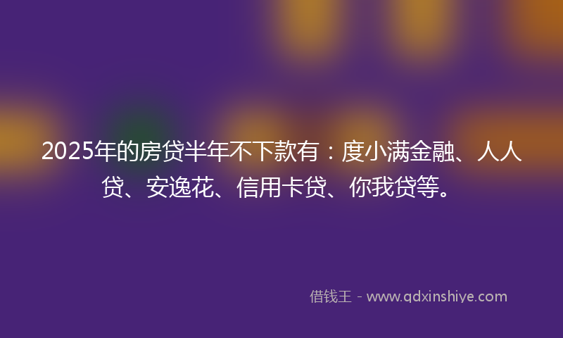 2025年的房贷半年不下款有：度小满金融、人人贷、安逸花、信用卡贷、你我贷等。