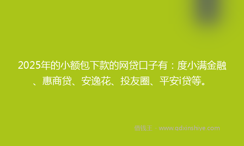 2025年的小额包下款的网贷口子有：度小满金融、惠商贷、安逸花、投友圈、平安i贷等。