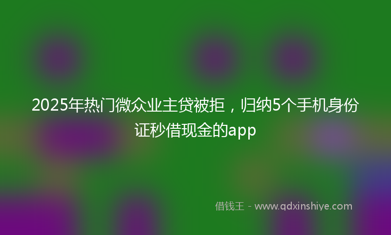 2025年热门微众业主贷被拒，归纳5个手机身份证秒借现金的app