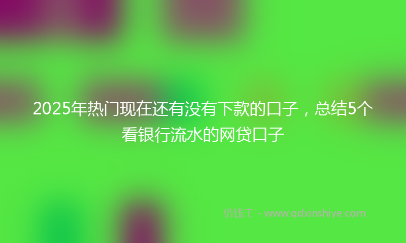2025年热门现在还有没有下款的口子，总结5个看银行流水的网贷口子
