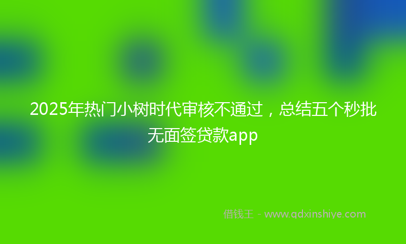 2025年热门小树时代审核不通过，总结五个秒批无面签贷款app