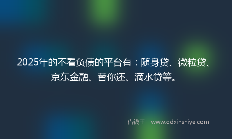 2025年的不看负债的平台有：随身贷、微粒贷、京东金融、替你还、滴水贷等。