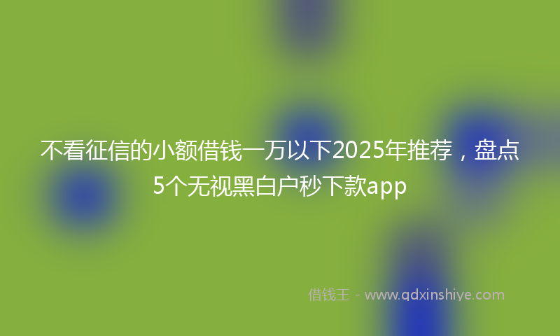 不看征信的小额借钱一万以下2025年推荐，盘点5个无视黑白户秒下款app
